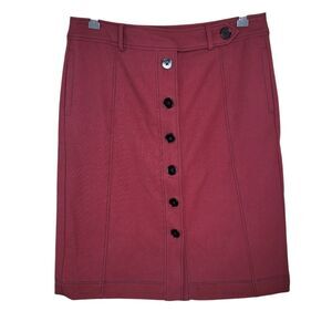 LOFT Nwot Button Up Maroon Textured A-line Skirt Size 8
